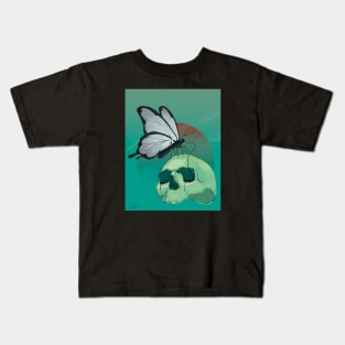 Cyberpunk Neon Death Butterfly And Skull Kids T-Shirt